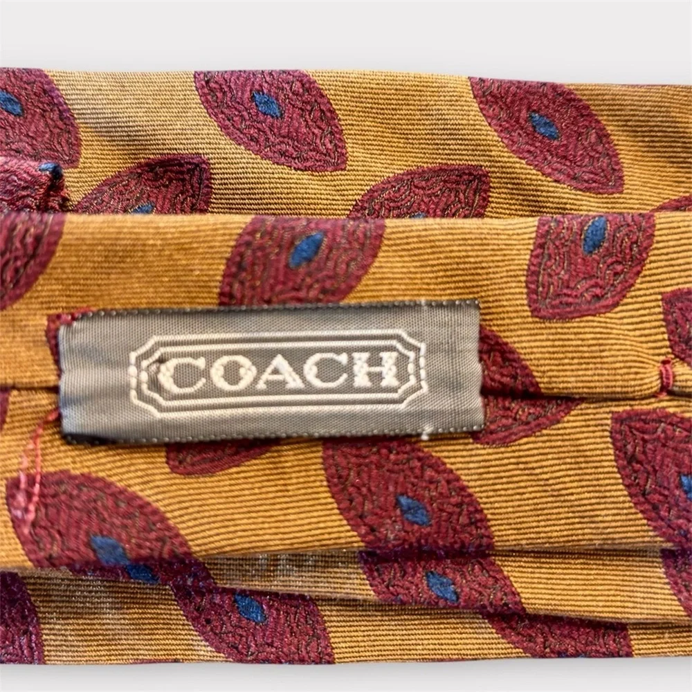 COACH Gold and Burgundy Men’s Tie